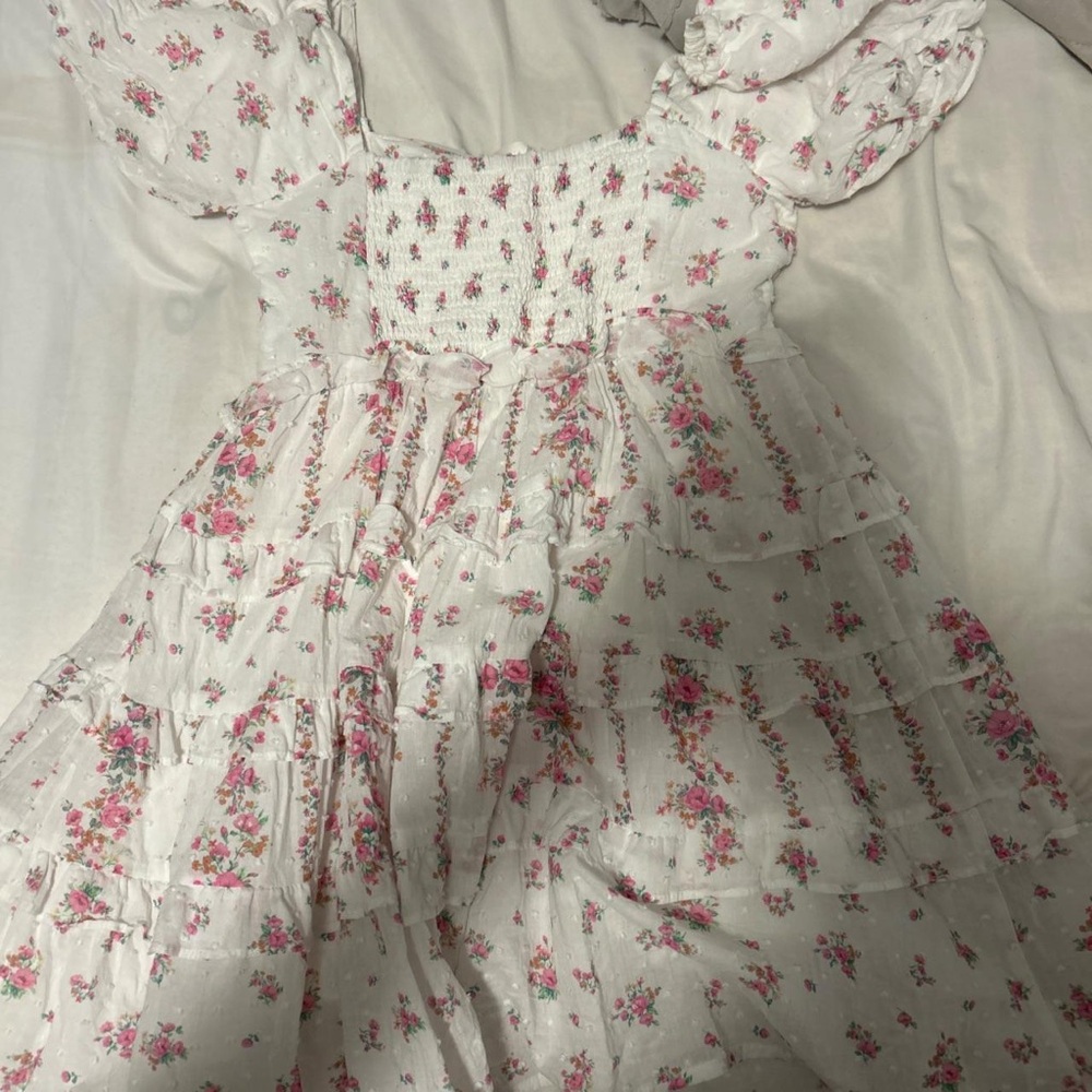 Altar'd State Floral White and Pink Dress